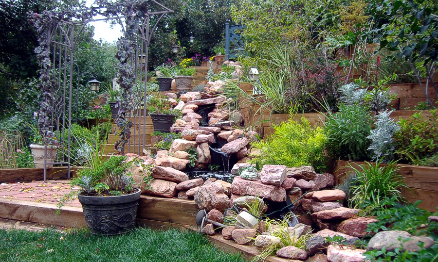 Wedding Garden Waterfall at Blue Skies Inn